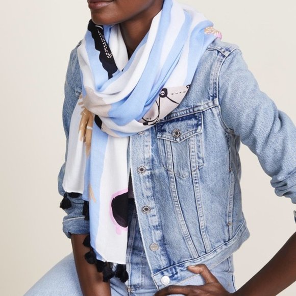 kate spade Accessories - Kate Spade Beach Towel Themed Oblong Fashion Scarf with Tassels 80 x 30 NWT